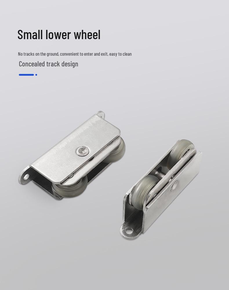Invisible Track Two-Way Buffer Wheel Sliding Door Hardware for Glass/Wood Doors