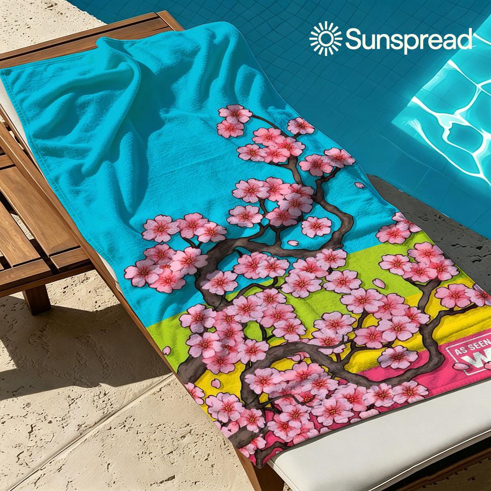 Cherry blossom branches Quick Drying Bath Towel Microfiber beach towel light weight swimming camping yoga beach out
