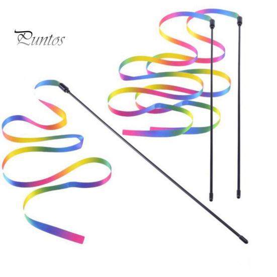 2 stk Cat Stick Interactive Toy Tosidig Rainbow Webbing Tease Ripebestandig Bittbestandig Underholdende Cat