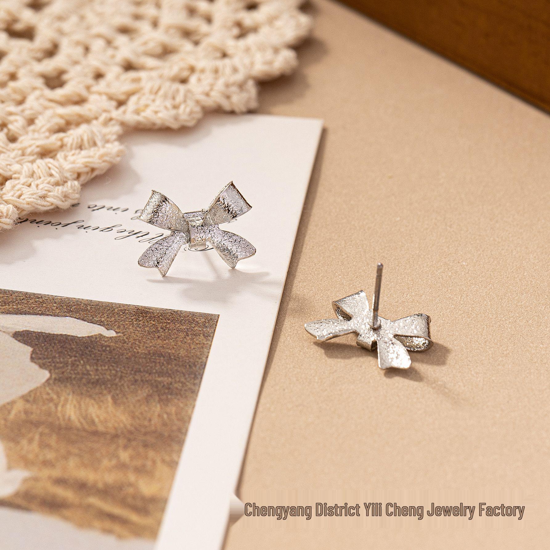 

Trendy Geometric Bow Earrings for Women - European & American Chic Retro Studs