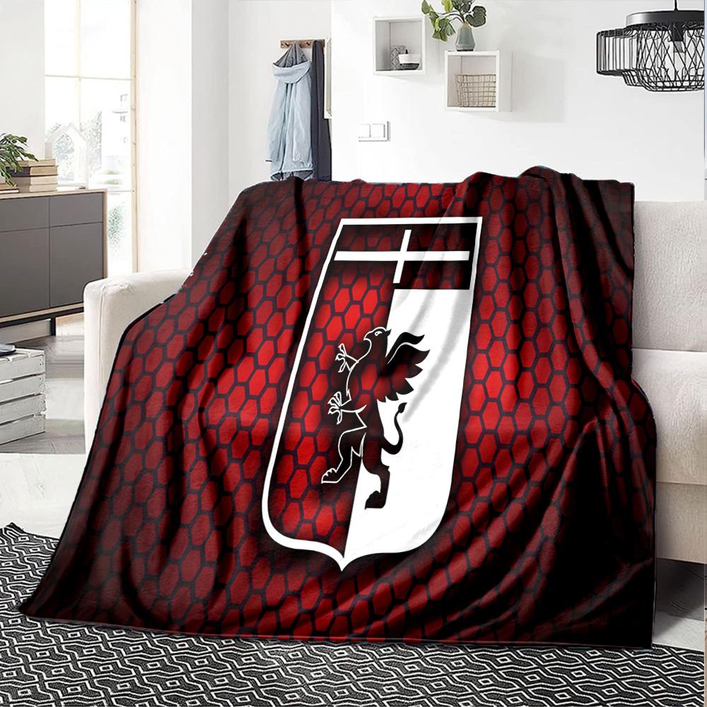 Lion Shield Genoa Flannel Blanket, Soft Polyester, Modern Design, All-Season for Camping, Travel, Gifts for holidays or birthdays