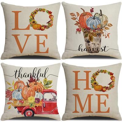 Autumn Car Pumpkin Pillow Cover Family Party Pillow Cover Sofa Bedroom Cushion Cover