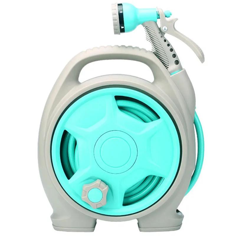 15M Retractable Water Hose Reel with Universal Joint Sets Portable Cart for Car Wash Gardening and Garden Storage
