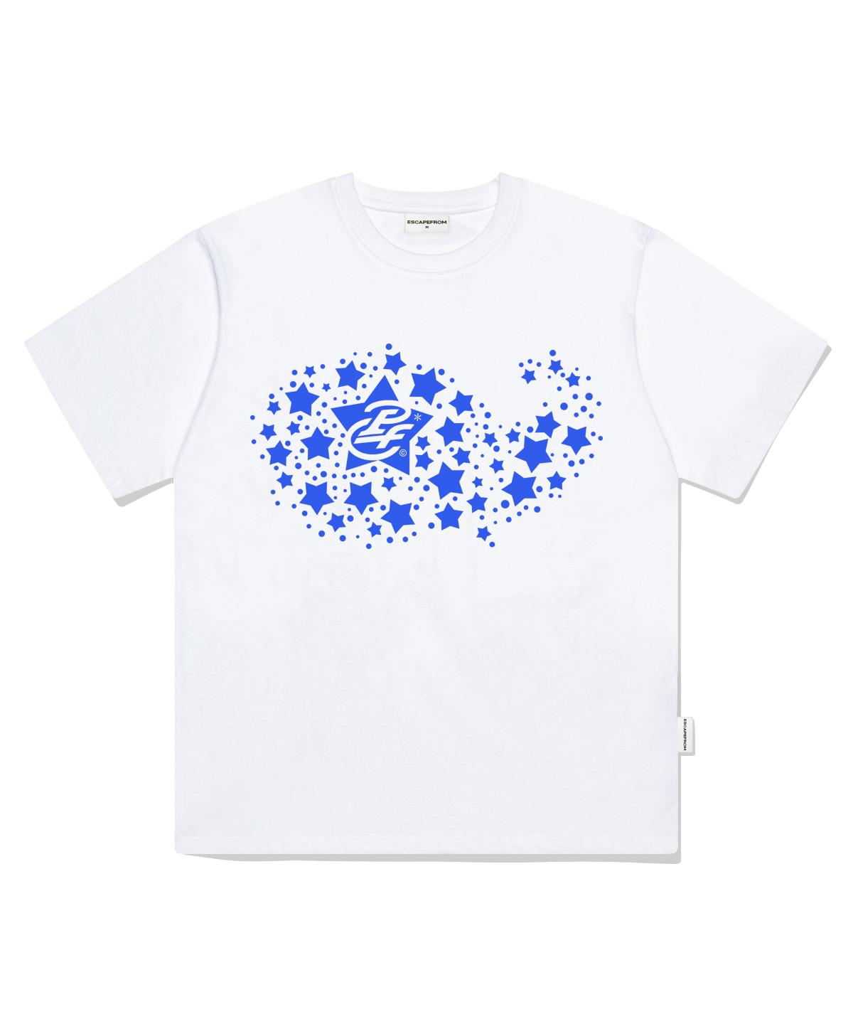 Escape From Blue Star Whale Print Oversized Short Sleeve T-Shirt White M