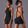 Sommar Scrunch Gym Jumpsuit Damträningsdräkt Korta set Sportoveraller för kvinna Träningsdräkt Yogakläder Dragkedja Träning Sportkläder Med bröst