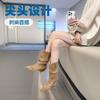 Coarse Heel Pleated Pile Boots Medium Tube Knight Boots Women's 2025 Autumn and Winter New Western Thin Thin Knight Boots