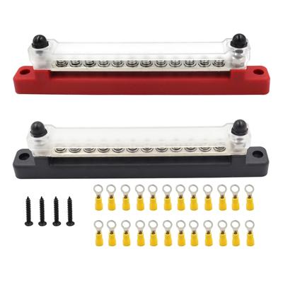 Waterproof Terminal Bus Bar with Transparent Cover 150A Power Distribution for Car Boat Marine RV Terminal Block