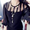 Flower Faux Pearl Sweater Chain Pendant Long Necklace Women Fashion Jewelry