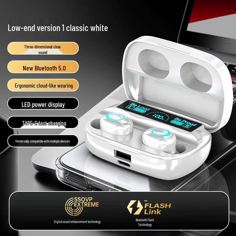 

2025 High-Value Noise Cancelling Wireless Bluetooth Earbuds with Super Bass and Long Battery Life for Sports and Running Phone Charging, Lossless Calls, Secure Fit