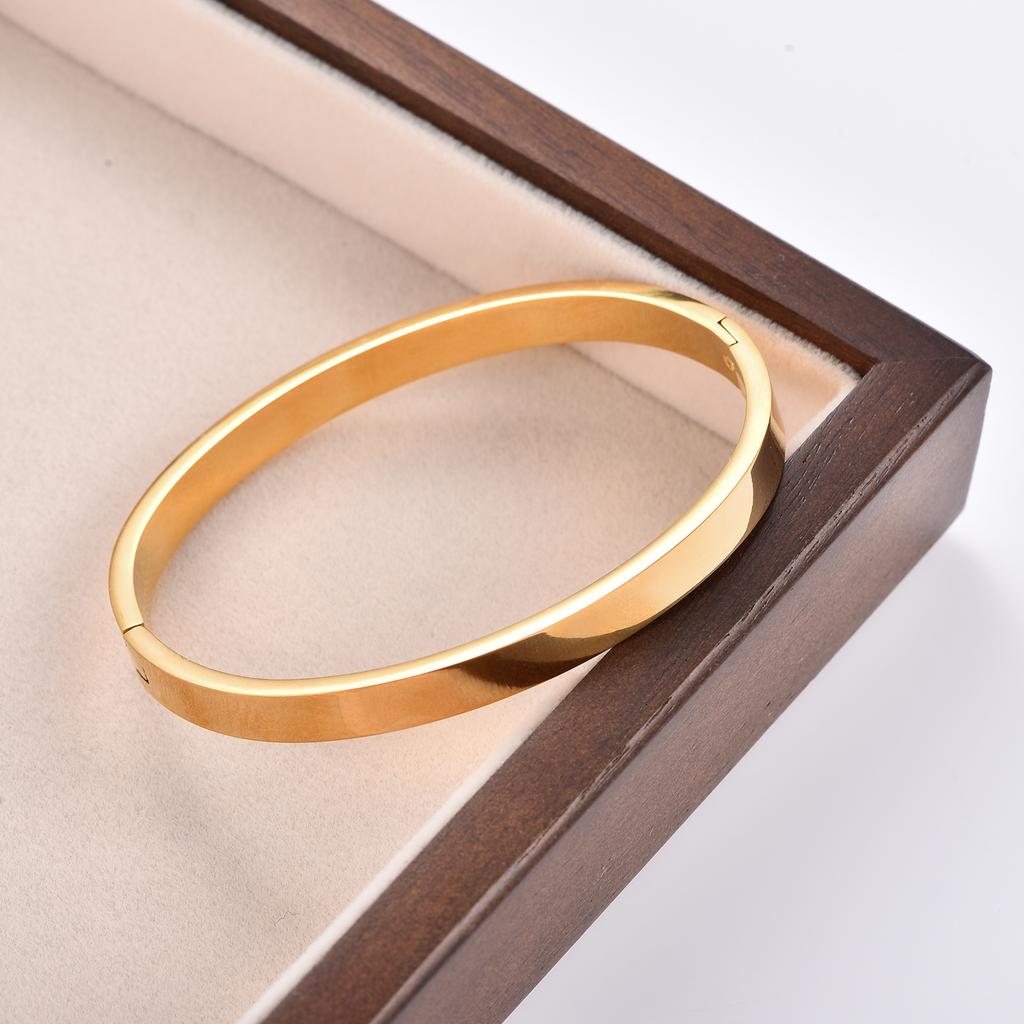 Classic Couple Bangles Stainless Steel Simple Style Smooth Cuff Bracelet Minimalist Wrist Jewelry Gifts for Men Women