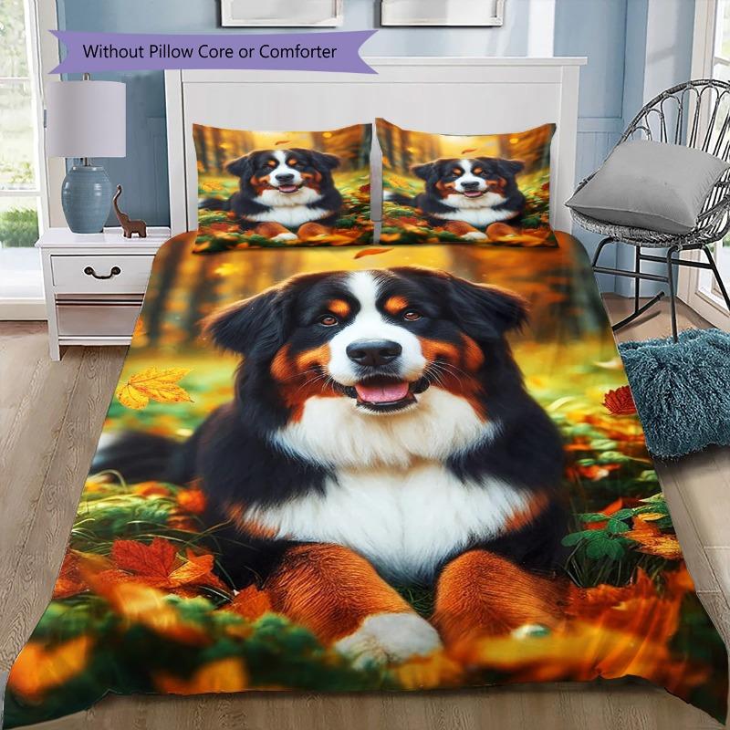 

Purple Wolf Dreamcatcher Bedding Set, Animal Print Duvet Cover with Pillowcases, No Comforter 135x200cm