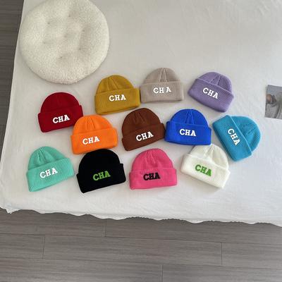 Kids Chic Knit Beanie Spring Autumn And Winter Letter Cozy Ski Hat