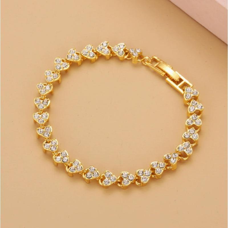 1 Pcs Luxury Roman Crystal Geometric Chain Bracelets For Women Trendy Goth Full Rhinestone Charm Bangles Wed Jewelry Accessories