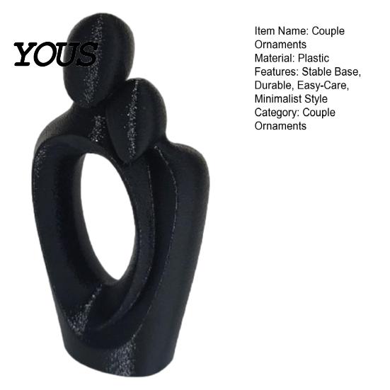 3D Molded Couple Figure Printed One Heart Statue, Abstract Hugging Lovers Figurine with Stable Base, Minimalist Burr-free Contour Ornament