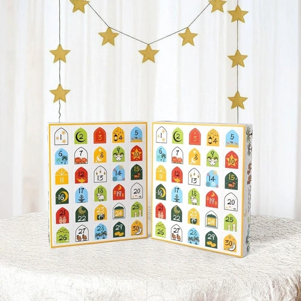 5pcs Eid Countdown Advent Calendar Gift Box Empty Ramadan Mubarak Surprise Gift Box 30Days Countdown Surprise Box Party