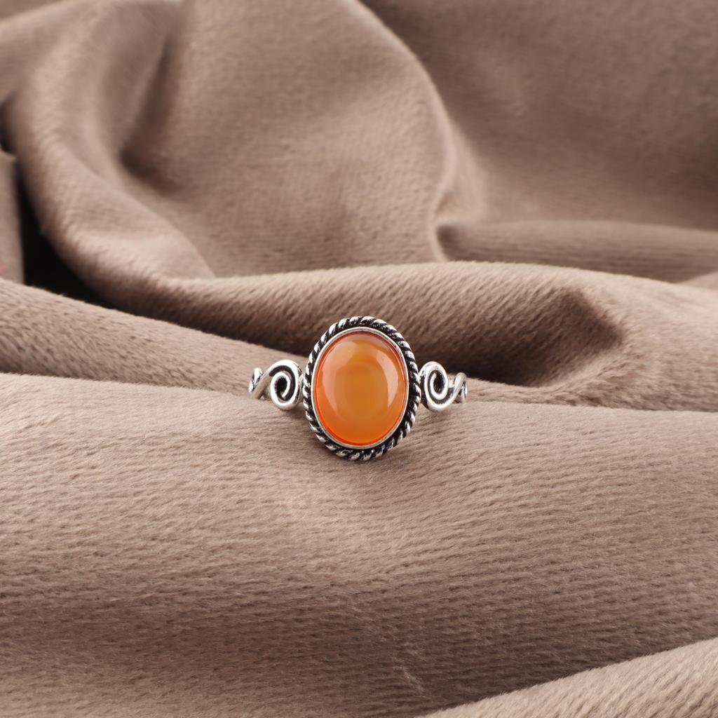 Carnelian Gemstone Jewelry, 925 Solid Sterling Silver Ring, Handmade Dazzling Silver Ring Jewelry For Thanksgiving Gift