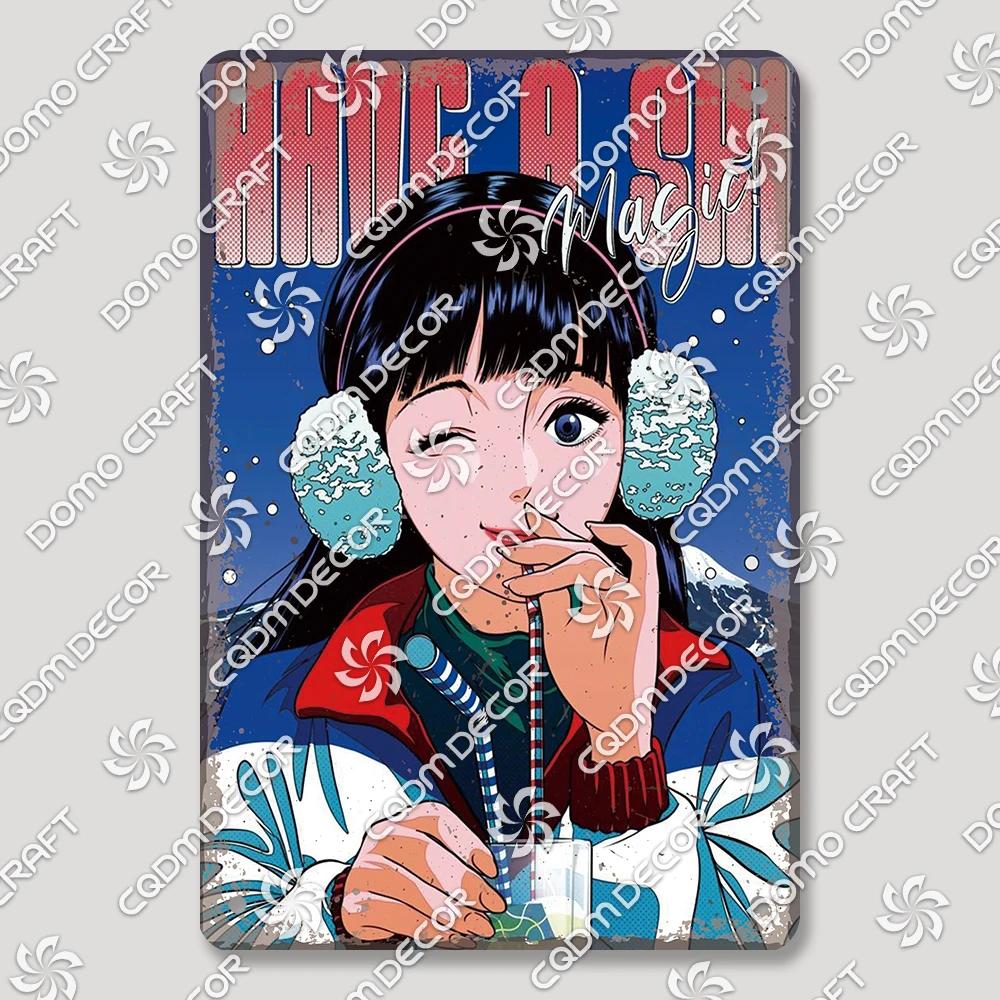 Japanese Comics Plates Tin Signs, Vintage Cartoon Girls Metal Poster, Retro Yawara Plaque, Bar Pub, Living Room, Home Wall Decor