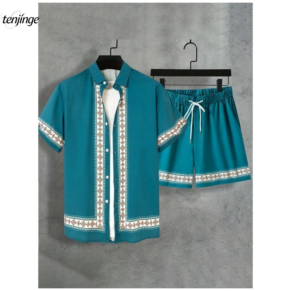 Everyday Fashion Men's Short-sleeved Shirt Summer Short-sleeved Shirt And Beach Shorts Men's Suit Street Casual Y2k Men's Shorts