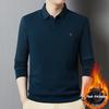 Advanced Luxury Shirt Collar Plush Thick Sweater Men'S Autumn Fashion Brand Embroidery Fake Two-Piece Set Long Sleeved T-Shirt