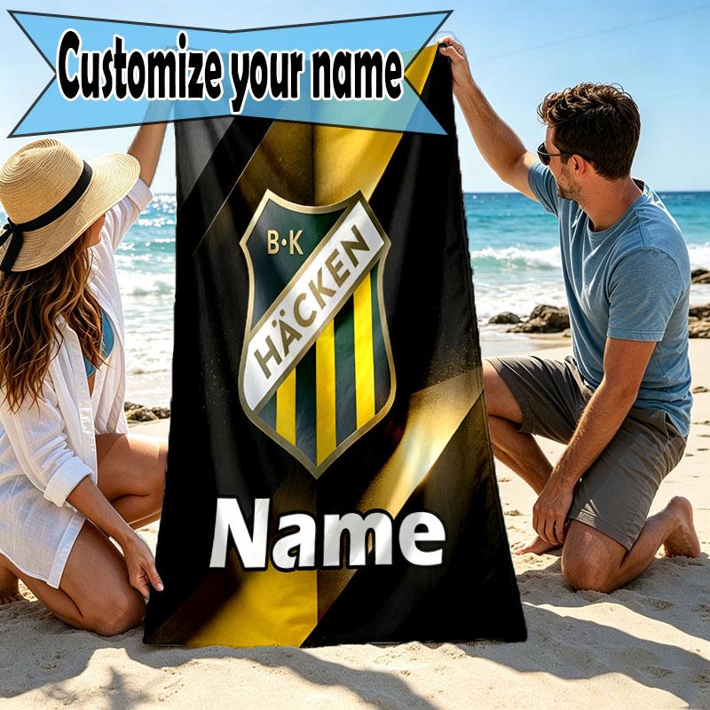 Custom Name Personalized BK Hacken Print Beach Towel, for Trip Camping Beach Party Home Decor, Birthday Gift for Family & Friends
