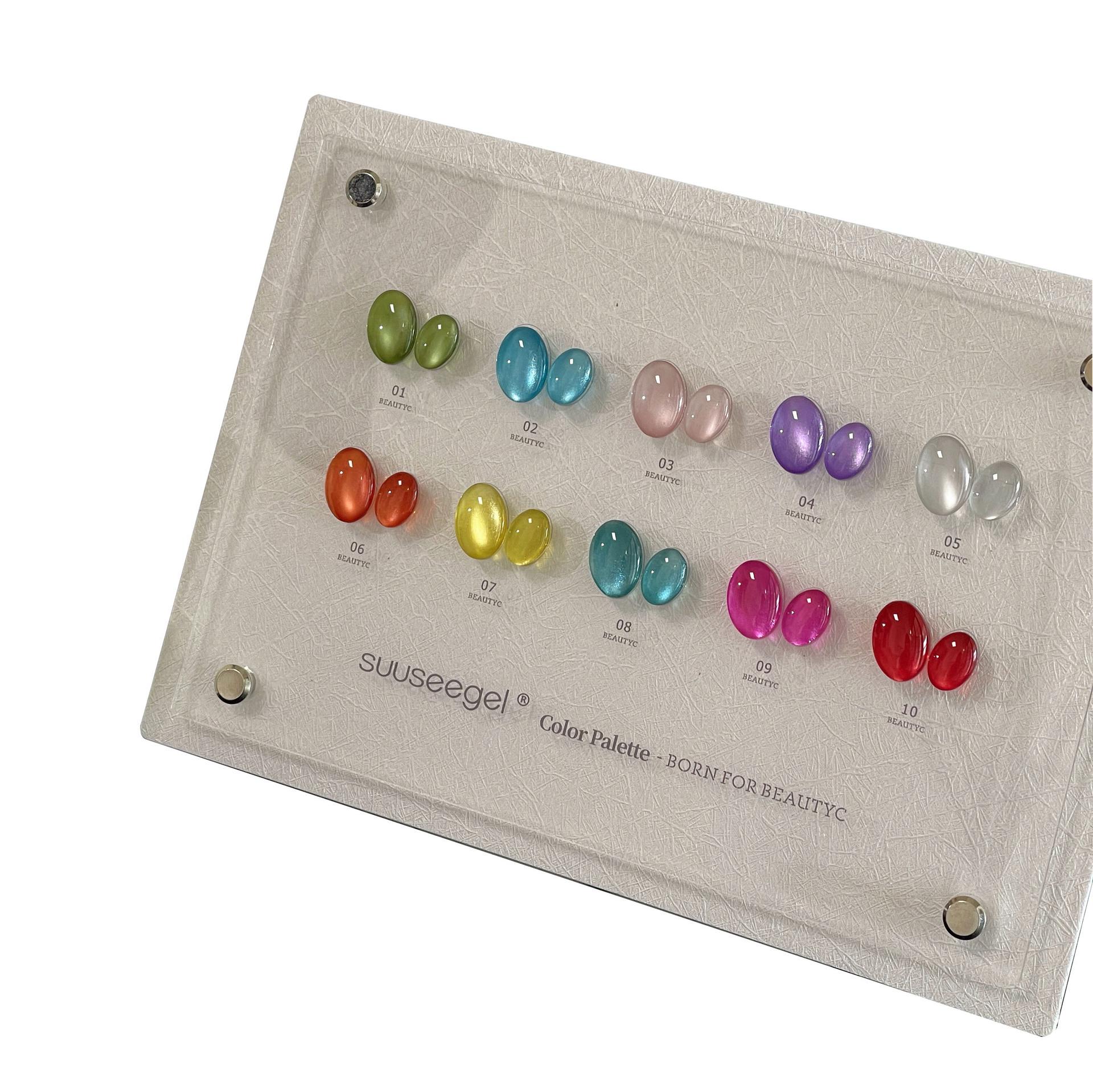 

Набор 10-цветных ярких гелевых лаков для ногтей «Кошачий глаз» с эффектом желе - Конфетная радуга, специальное предложение для салонов маникюра