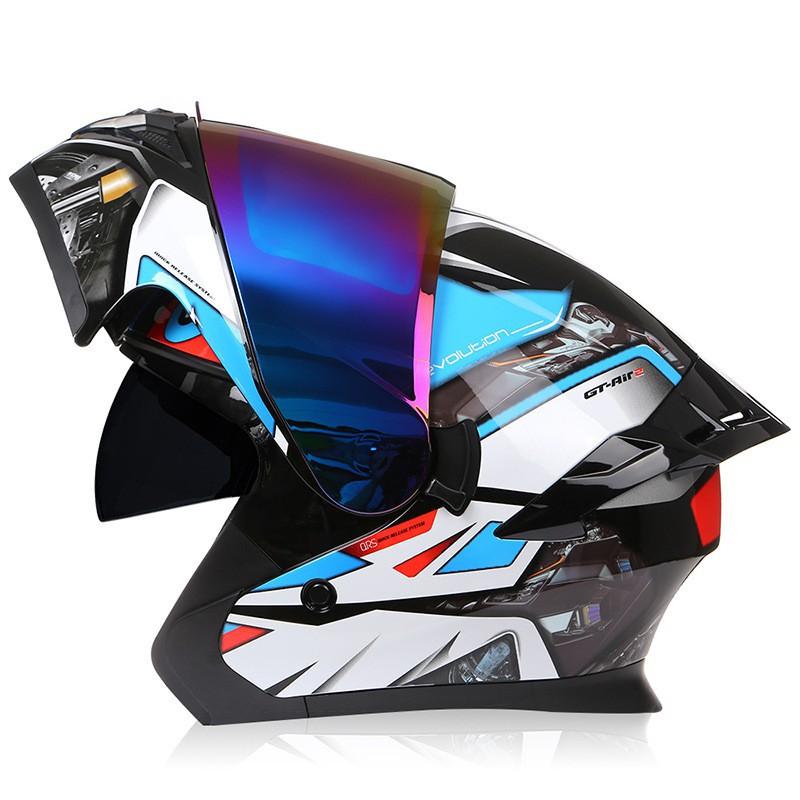 BLD Motorcycle Helmet Men's Full Double Lens Exposed Universal Riding Throughout