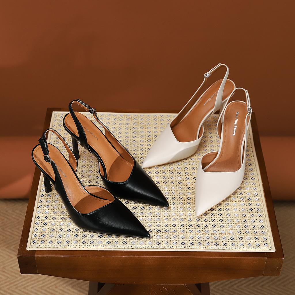 2199-9 European and American Fashion Pointed High-heeled Sandals New Summer Versatile Black Bag Head Thin Heel Sandals Women's Shoes