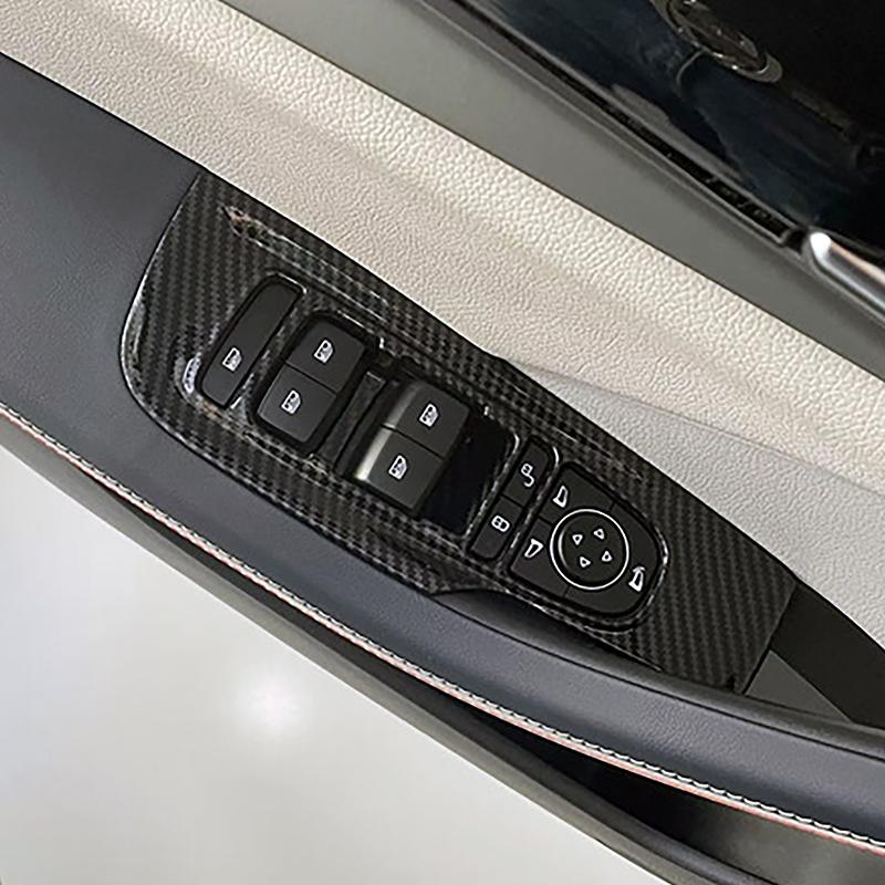 Window Glass Lifting Buttons Panel Decoration Cover Trim For BYD Qin PLUS LHD Carbon Fiber Color Interior Accessories
