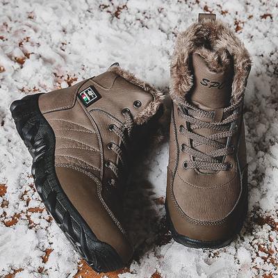 Fashion Men Winter Snow Boots Waterproof Leather Sneakers Super Warm Men's Boots Outdoor Male Hiking Boots Work Shoes