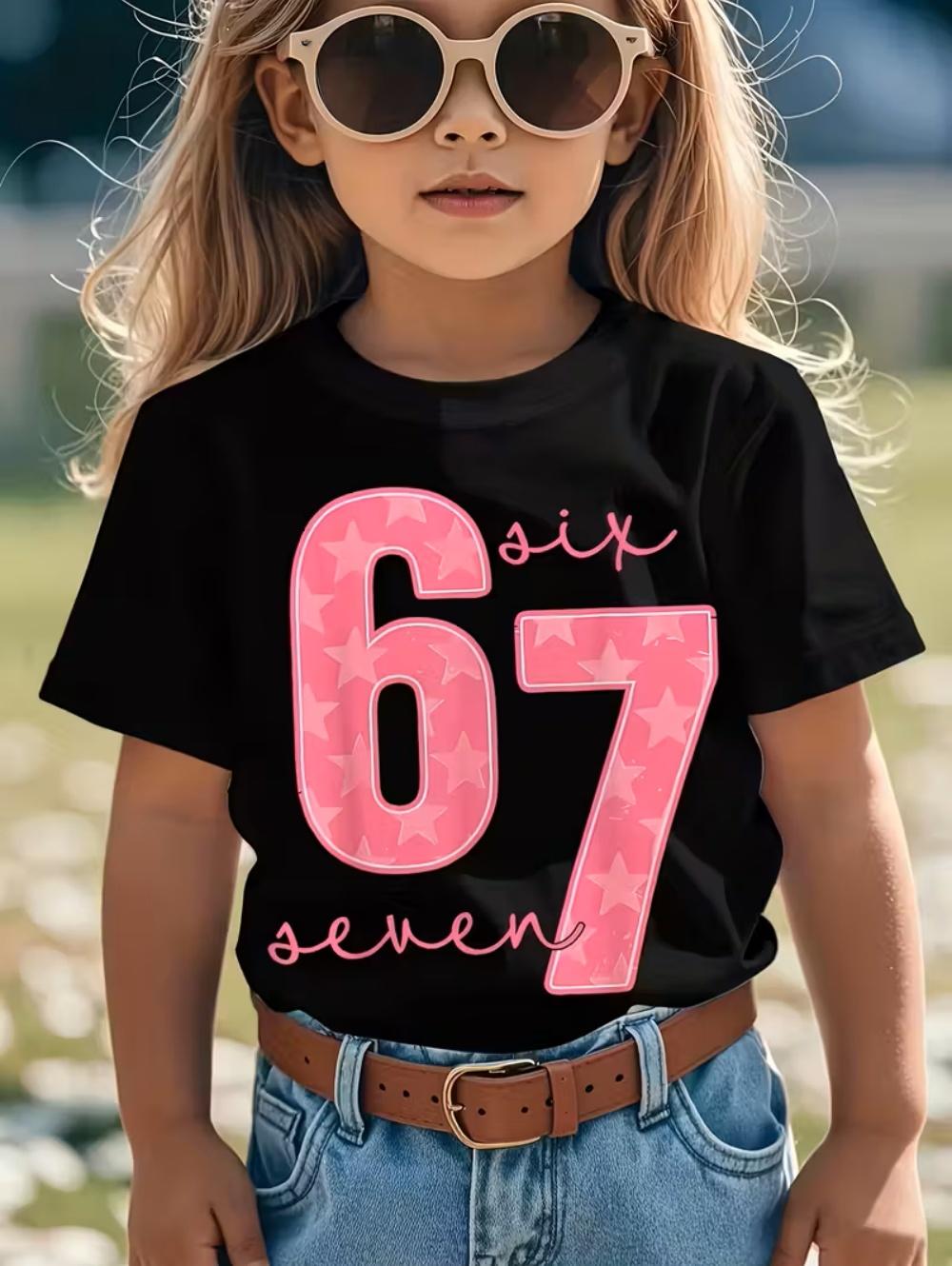 

6 7 Meme Fun Six Seven Design T-Shirt for Kids Chaotic Humor Y2k Game Saying Tee Novelty Gift Boy Top Fashion Children s Clothes 140
