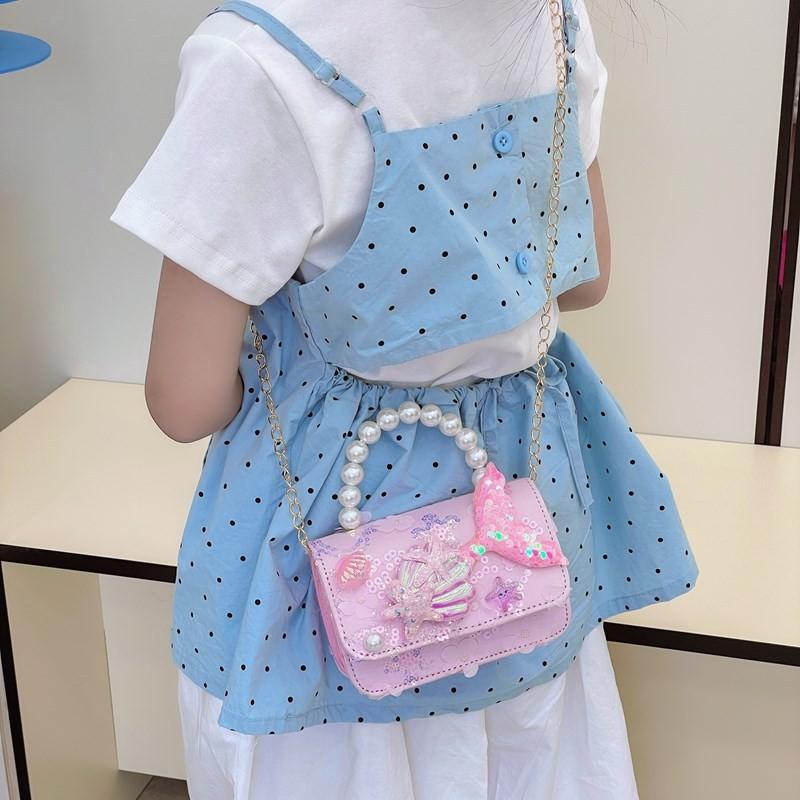 Snowflake Frozen Pattern Childrens Small Crossbody Bag With Material Sequin