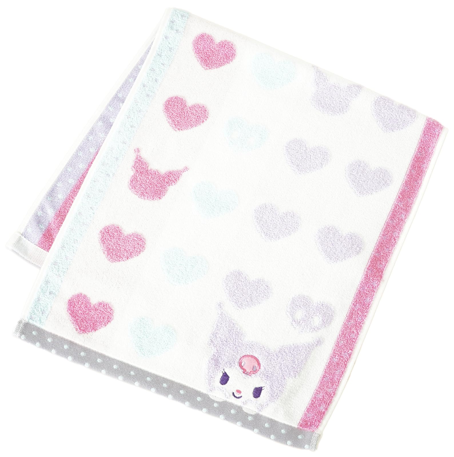 Uchino Sanrio Hyokkori Face Face 34 x 75 4812F139 I Towel, approx. cm, Ivory, Kuromi,