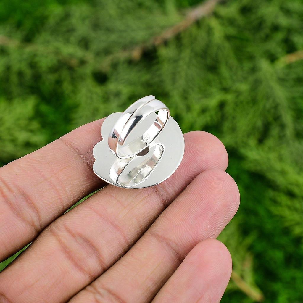 Rainbow Moonstone Gemstone 925 Silver Wedding New Solitaire Flower Ring Jewelry
