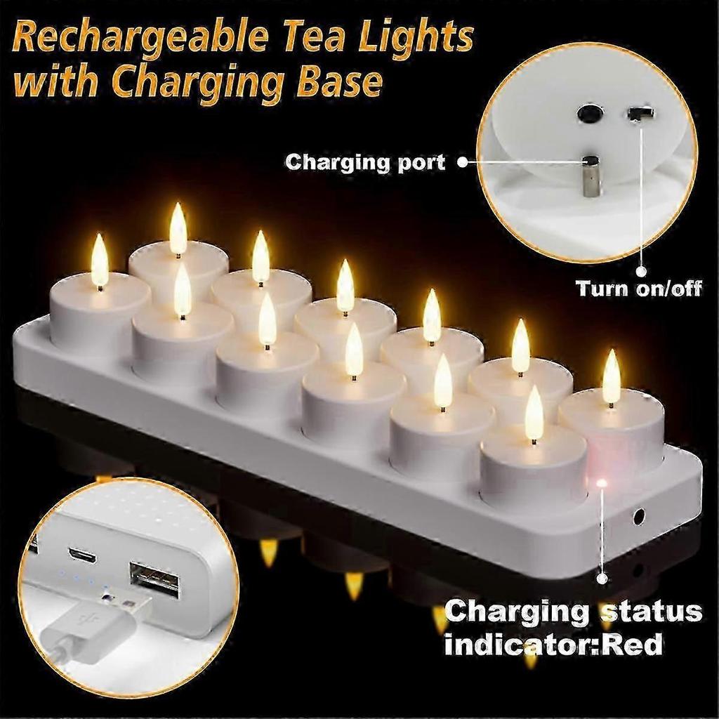 Rechargeable Tea Lights Candles, 12 Pcs Rechargeable Candles