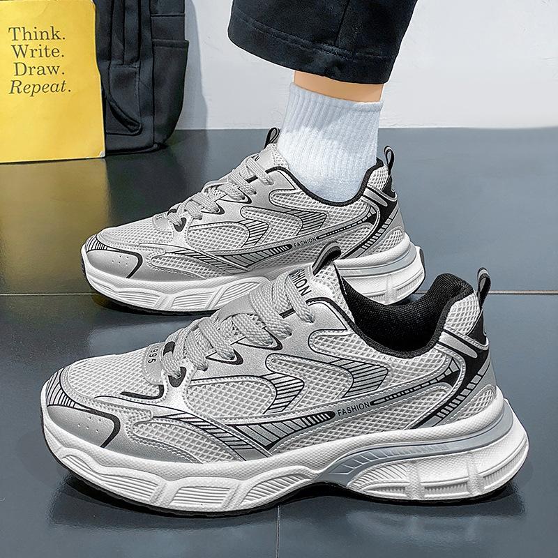 Men's  Mesh Sneakers Fashion Chunky Sole Breathable Non-slip Casual Sports Shoes