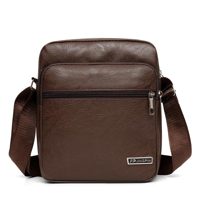 Men's Bag, PU Leather Single Shoulder Bag Multi Layer Zipper Large Capacity Crossbody Bag Daily Use Work Travel Business Commute