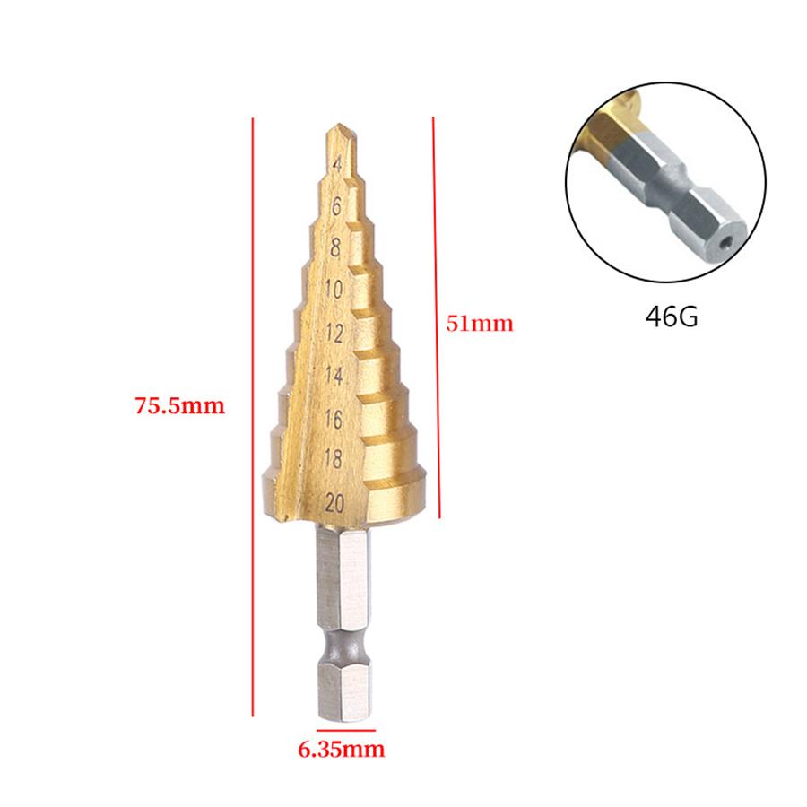 HSS Steel Large Step Cone Drill Titanium Bit Set Hole Cutter 4-20mm Repair Kit
