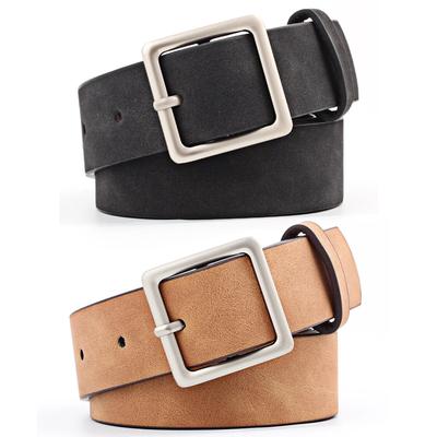 Dámský pásek Japonský Trendy Korejský Trendy Minimalistický Čtvercová Spona Všestranný PU Kožený Pásek Se Sukní Džíny HighEnd Dámský Pásek