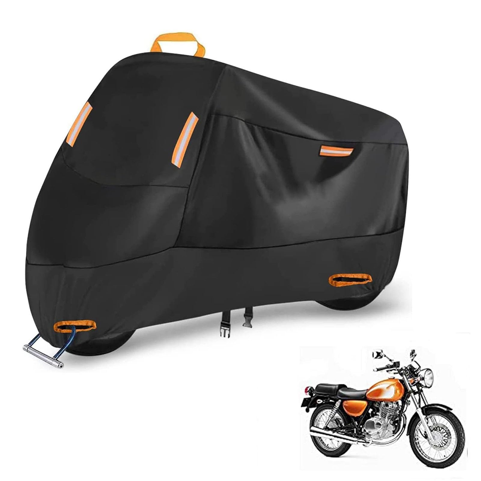 

Motorcycle Cover, Compatible with Suzuki ST250 E Type, Heat Resistant, Extended, Windproof Belt, Waterproof, One size чёрный