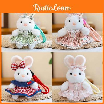 Plush Bunny Keychain With Short Plush Fabric For Girls Gift And Backpack Decor