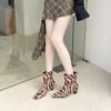 Fashion Novel Leopard Print Square Toe Ankle Boots Women Fashion Kitten Heel Designer Boots Sexy Party Stripping Shoes Zapatos De Mujer