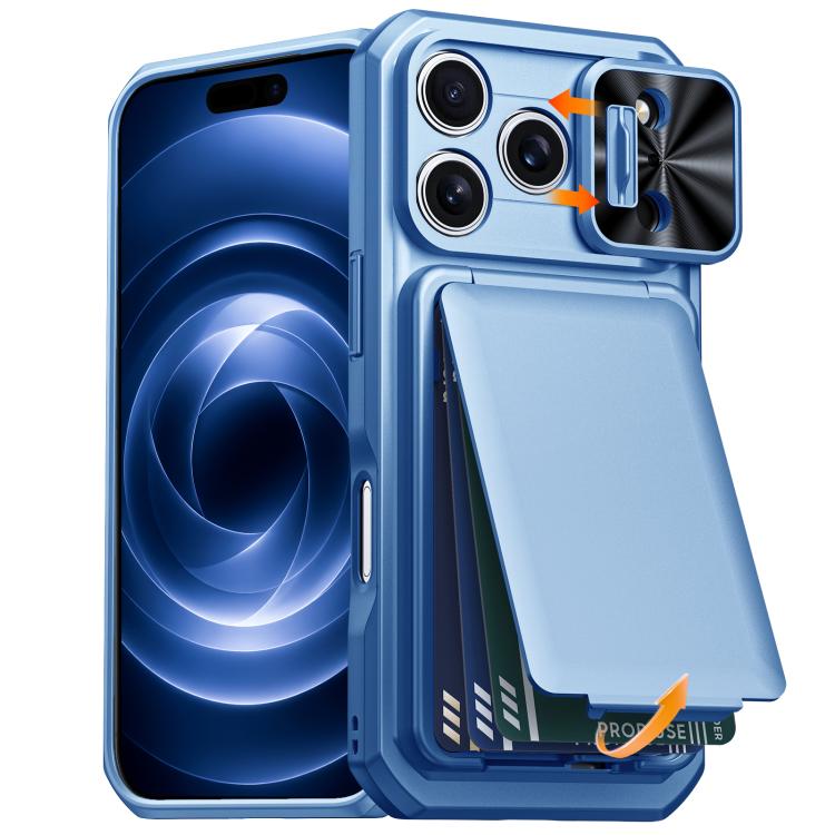 Flip Card Holder Sliding Camera Cover PC Hybrid TPU Phone Case