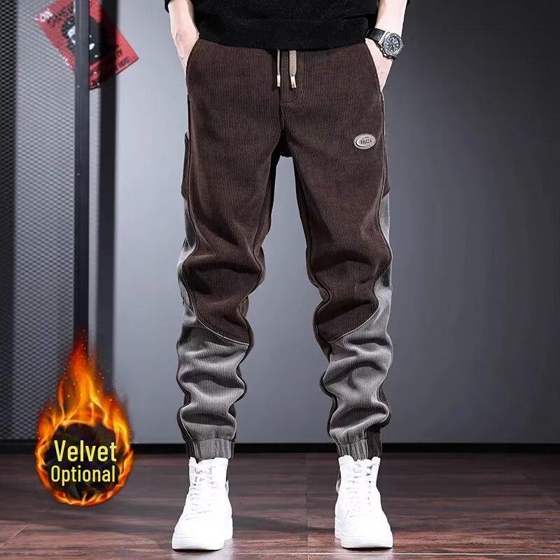 Pantaloni de trening groși din catifea reiată pentru bărbați, pentru toamnă/iarnă - Cool, la modă, plus stil harem din catifea.