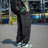Daily Wear Drawstring Ankle Tied Men Cargo Pants Trendy Multi Pockets Wide Leg Trousers