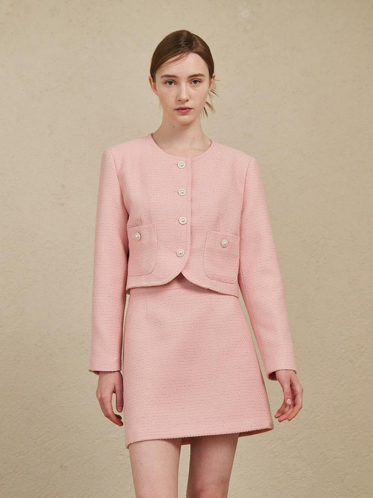 NOUVE A Line Tweed Skirt - Pink