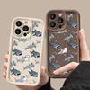 For iPhone 16 16E 15 Pro Max 14 Pro 13 12 11 Case Cartoon Shark Pattern Anti-Fall Matte TPU Lens Protection Shockproof Soft Phone Cover