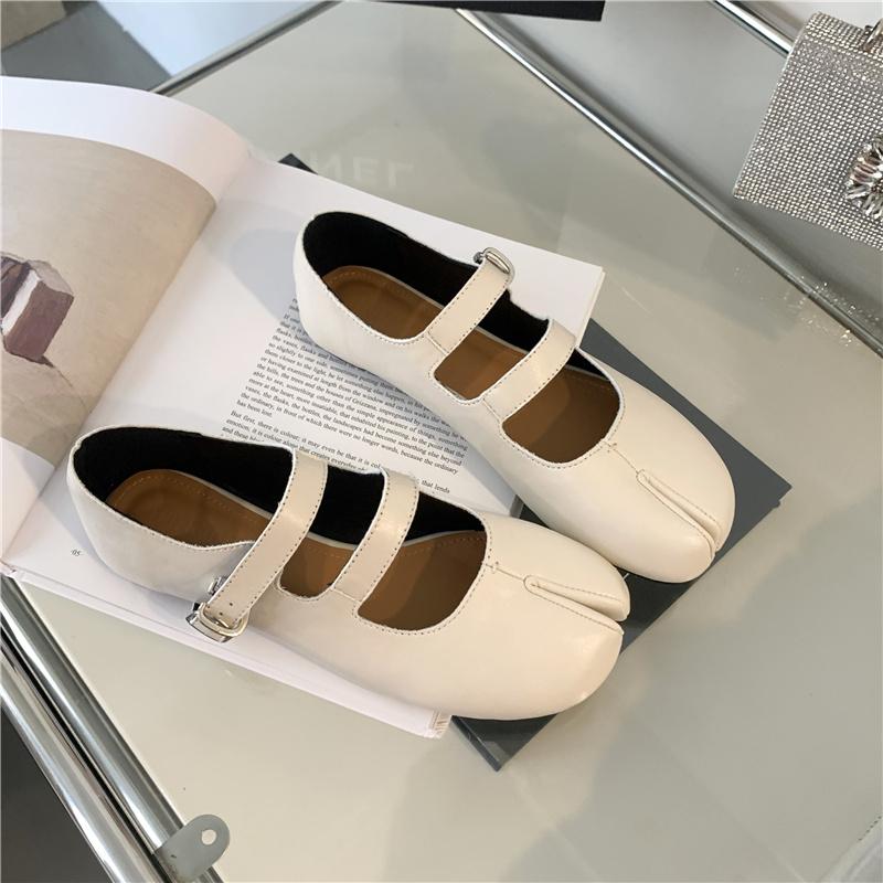 

Fashion Bailamos Women Flats Fashion Split Toe Flat Heel Casual Laofer Shoes Shallow Slip On Ladies Balle Shoes Soft Dress Shoes Mujer 39