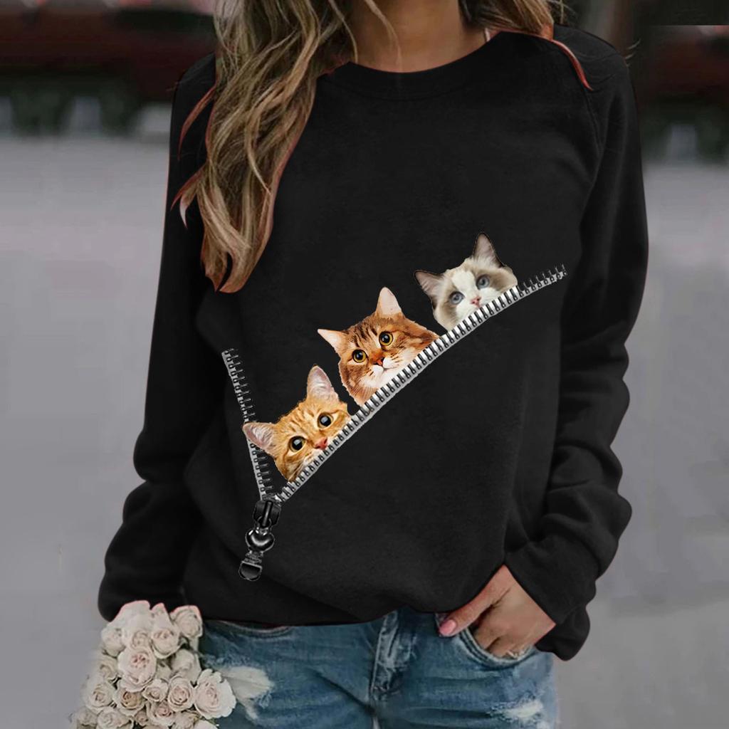 Women Casual Long Sleeve Printing Jacket Motion Fashion Sweater