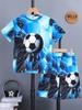 Fußballtrikot Jungen Set Mode Fußball Print Sommer Sportset Locker Atmungsaktiv Kinder Oberteile Freizeit Leicht Jungen Kleidung