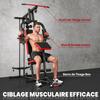 Weight Training Station, Free Weights, Removable Bench, 136 x 107 x 205 cm, Black Red